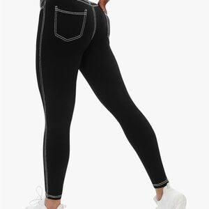 VOOVEEYA Womens Leggings Yoga Pockets Black Size L Buttery Soft High Waisted